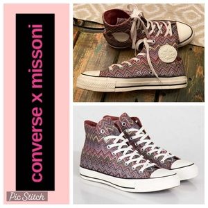 Converse X Missoni Metallic Thread Geometric Signature Print Hi Top Sneakers